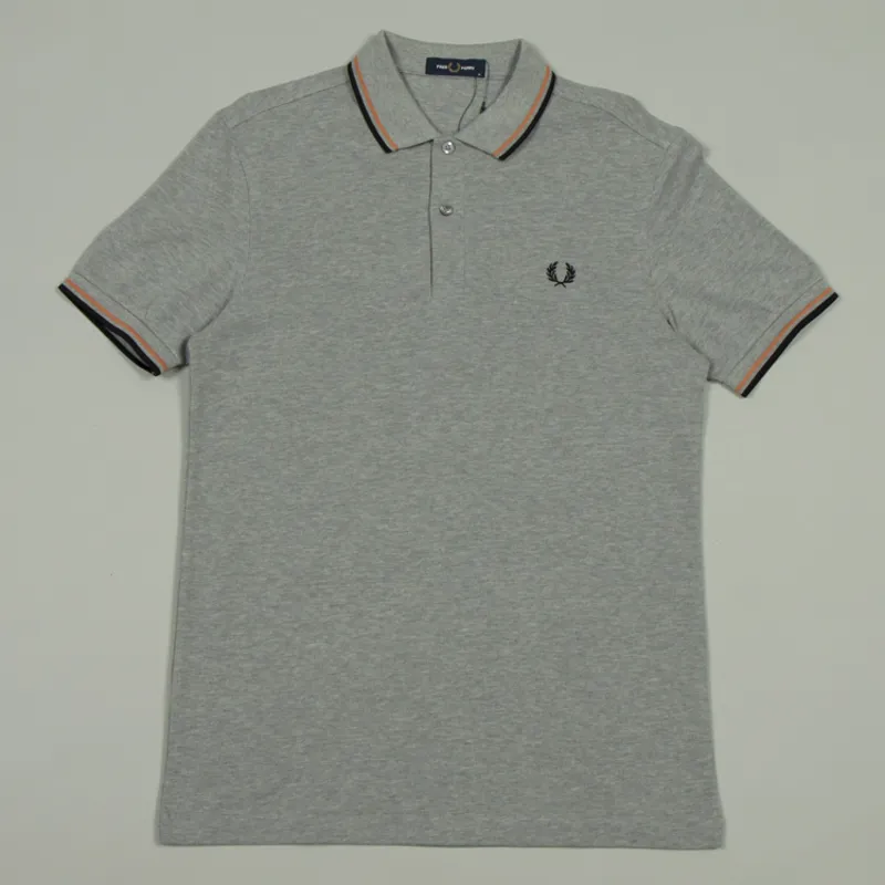 Fred Perry Twin Tipped Polo Shirt M3600 - Steel Marl/Light Rust/Black